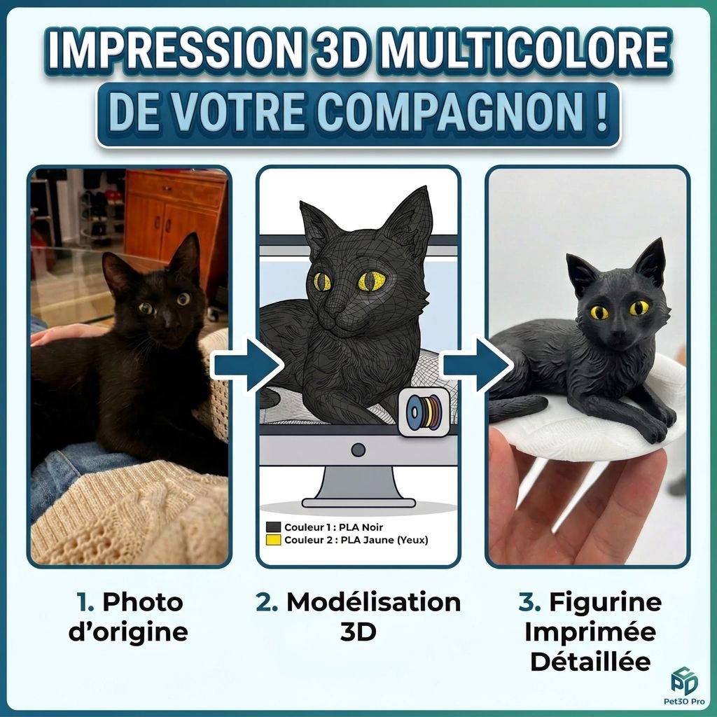 Votre animal en figurine 3D couleur — impression 3D sur mesure Bretagne